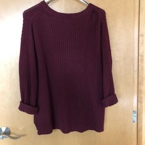 Oversized maroon knit sweater